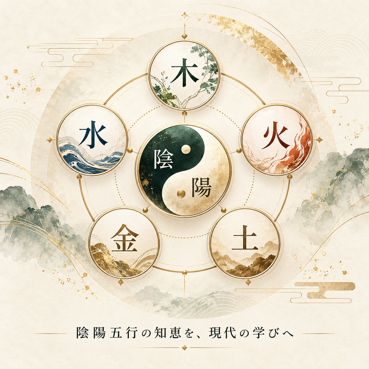 陰陽五行の優雅な円環図